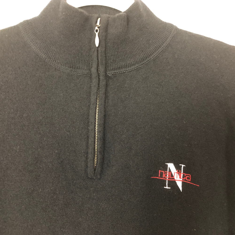 Nautica, merino wool zip T sweater black Medium - Picture 3 of 6